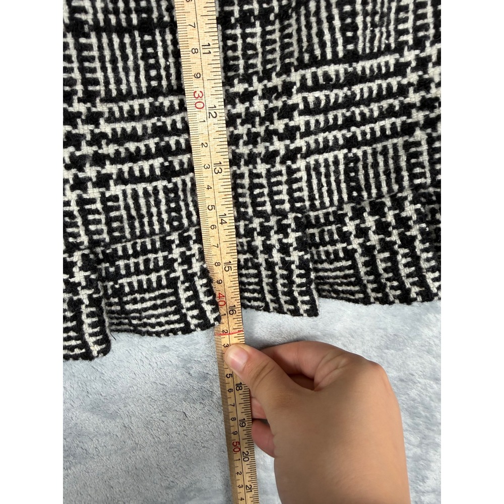 Nanette Lepore Black White Tweed Plaid Ruffle Mini Skirt Size 8 Made in USA - Picture 6 of 6